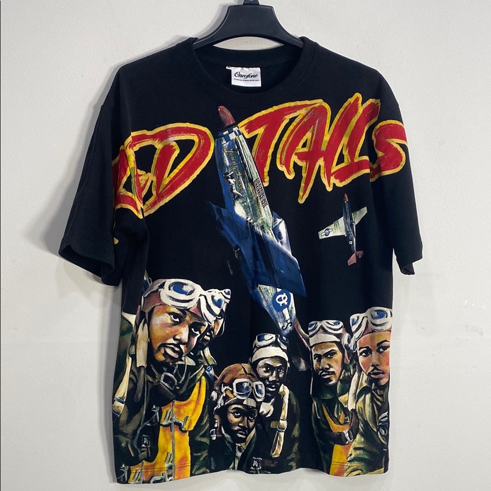 One of One Red Tails Short Sleeve Tee with Bold Graphic